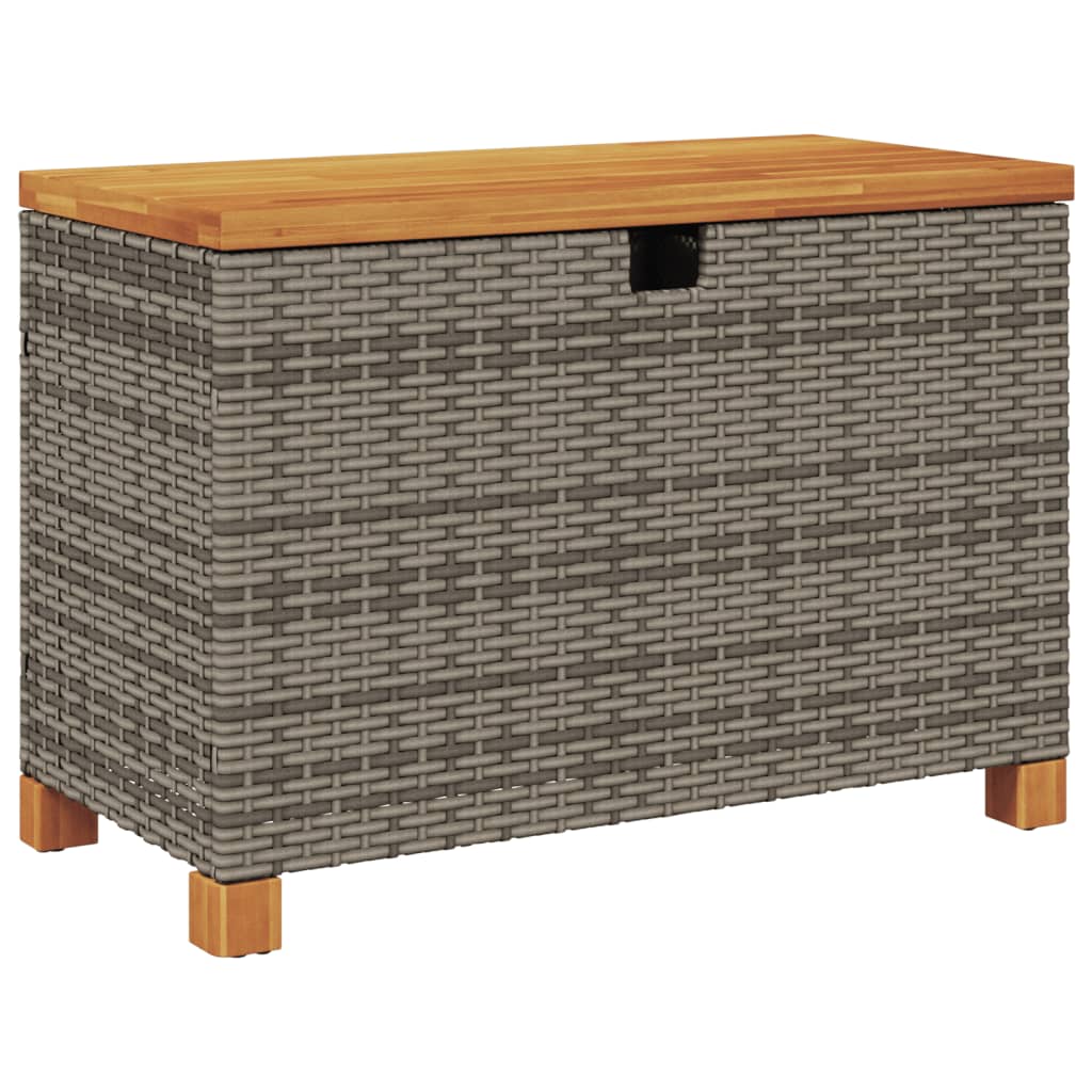 Garden Storage Box Grey 80x40x48 cm Poly Rattan Acacia Wood