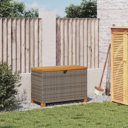 Garden Storage Box Grey 80x40x48 cm Poly Rattan Acacia Wood