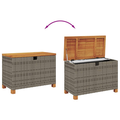 Garden Storage Box Grey 80x40x48 cm Poly Rattan Acacia Wood