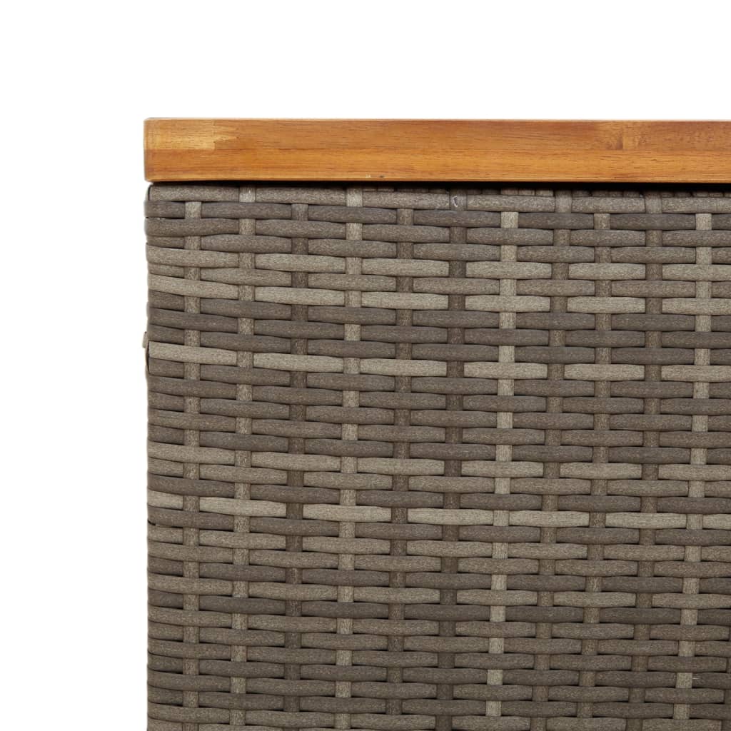 Garden Storage Box Grey 80x40x48 cm Poly Rattan Acacia Wood