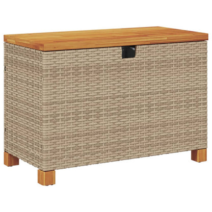 Garden Storage Box Beige 80x40x48 cm Poly Rattan Acacia Wood