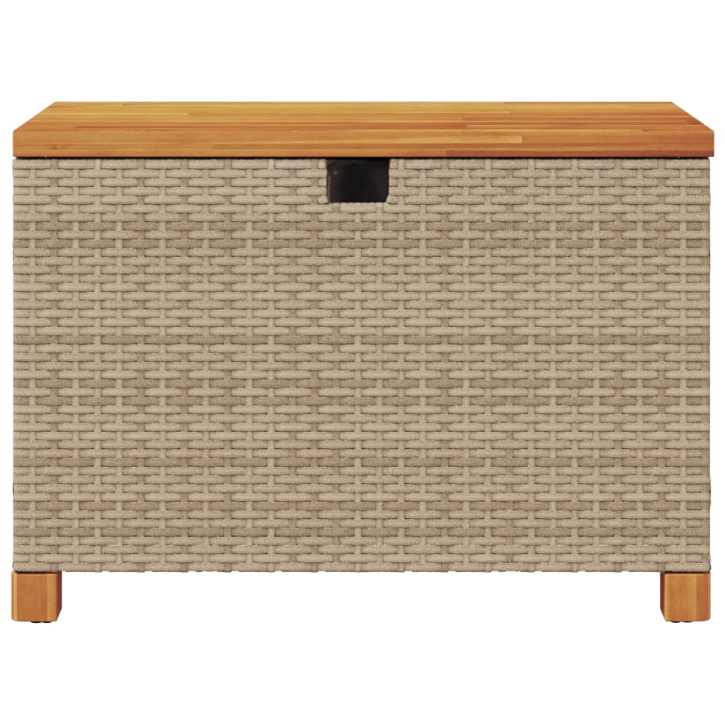 Garden Storage Box Beige 80x40x48 cm Poly Rattan Acacia Wood