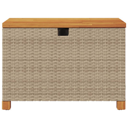 Garden Storage Box Beige 80x40x48 cm Poly Rattan Acacia Wood