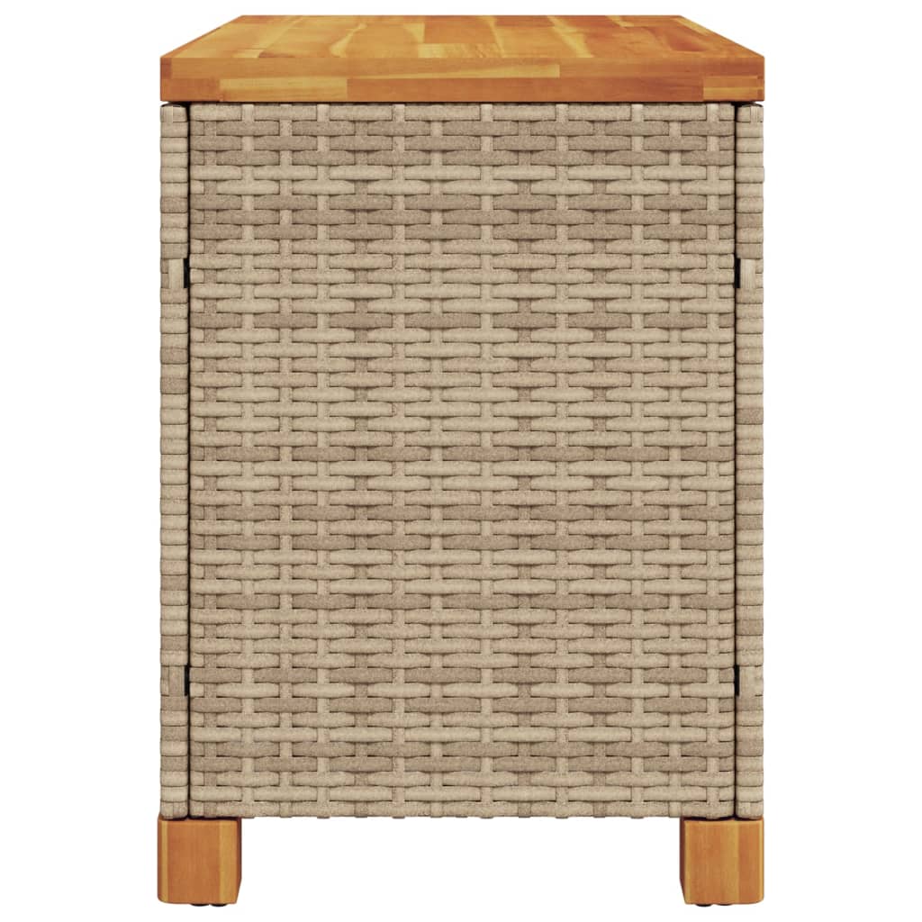 Garden Storage Box Beige 80x40x48 cm Poly Rattan Acacia Wood