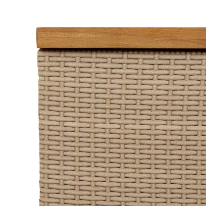 Garden Storage Box Beige 80x40x48 cm Poly Rattan Acacia Wood