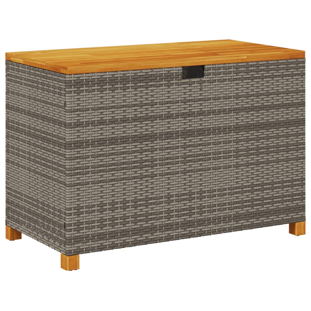 Garden Storage Box Grey 110x55x63 cm Poly Rattan Acacia Wood