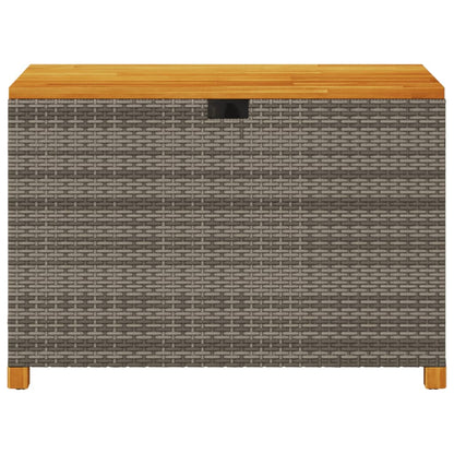 Garden Storage Box Grey 110x55x63 cm Poly Rattan Acacia Wood