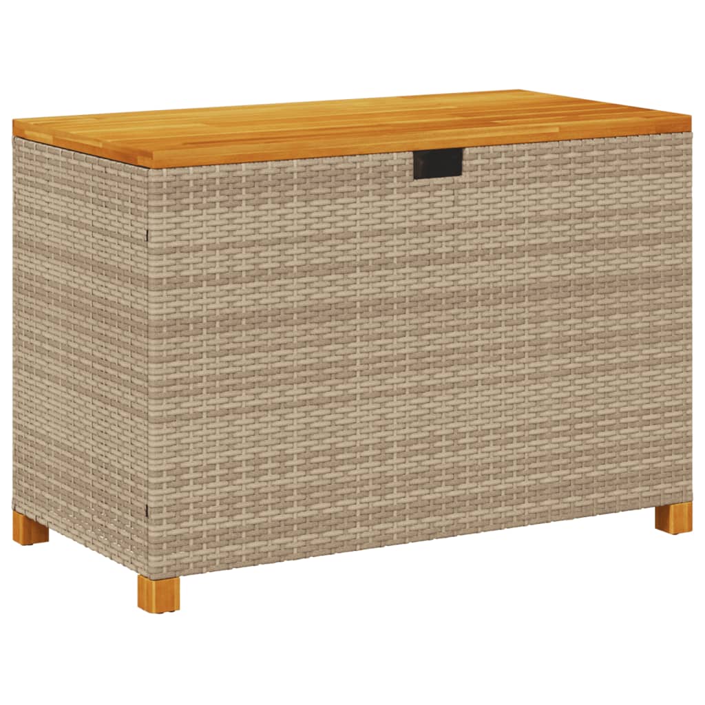 Garden Storage Box Beige 110x55x63 cm Poly Rattan Acacia Wood