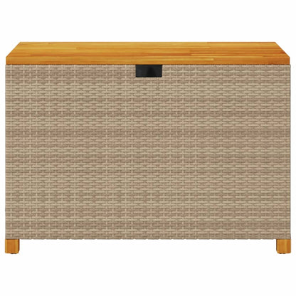 Garden Storage Box Beige 110x55x63 cm Poly Rattan Acacia Wood