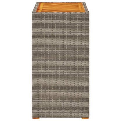 Garden Side Table with Wooden Top Grey 60x40x75 cm Poly Rattan