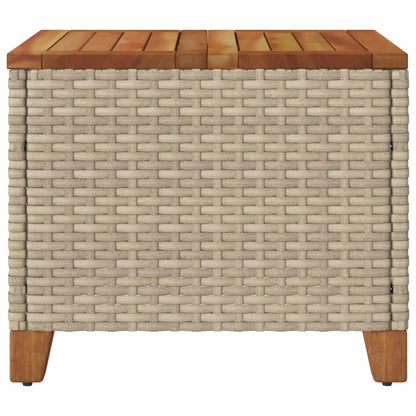 Garden Table Beige 45x45x37 cm Poly Rattan Acacia Wood