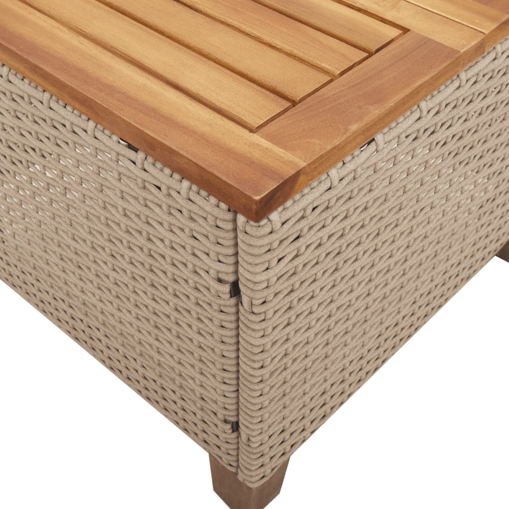 Garden Table Beige 45x45x37 cm Poly Rattan Acacia Wood