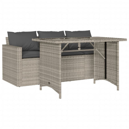 2 Piece Garden Dining Set with Cushions Light Grey Poly Rattan