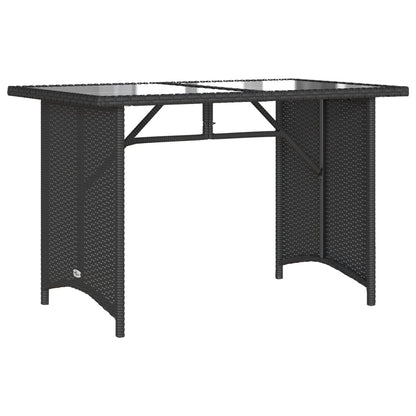 Garden Table with Glass Top Black 110x68x70 cm Poly Rattan