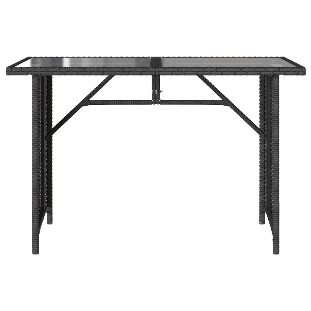 Garden Table with Glass Top Black 110x68x70 cm Poly Rattan