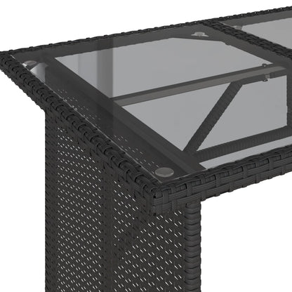 Garden Table with Glass Top Black 110x68x70 cm Poly Rattan