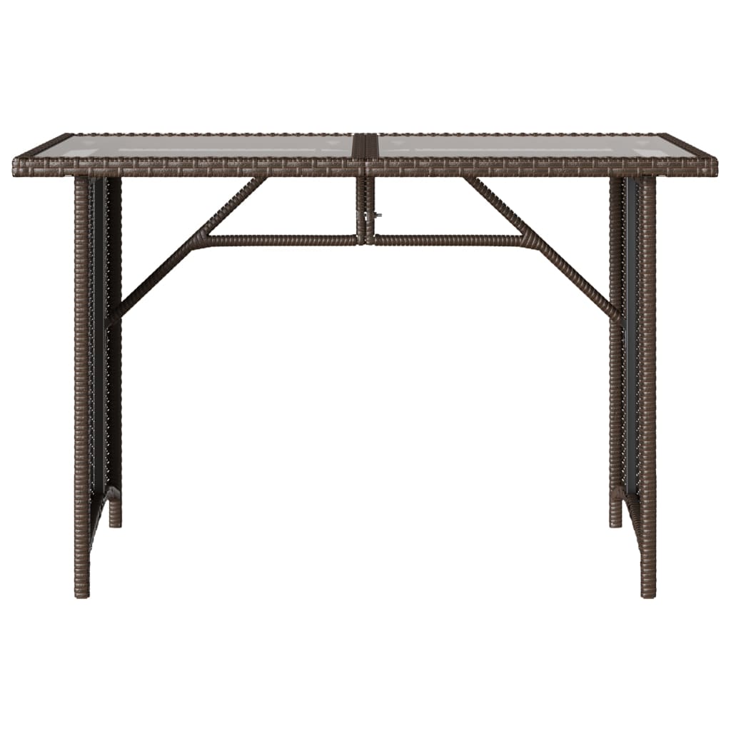 Garden Table with Glass Top Brown 110x68x70 cm Poly Rattan