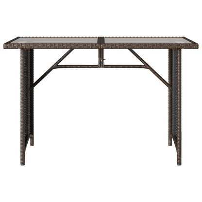 Garden Table with Glass Top Brown 110x68x70 cm Poly Rattan