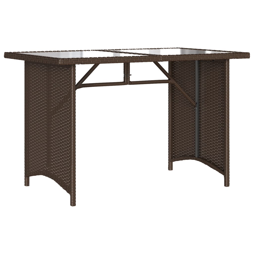 Garden Table with Glass Top Brown 110x68x70 cm Poly Rattan