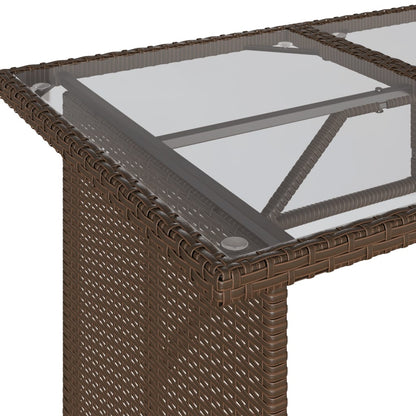 Garden Table with Glass Top Brown 110x68x70 cm Poly Rattan