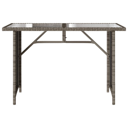 Garden Table with Glass Top Grey 110x68x70 cm Poly Rattan