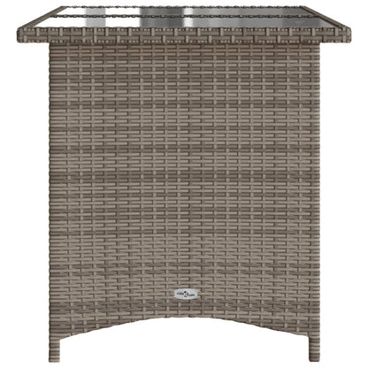 Garden Table with Glass Top Grey 110x68x70 cm Poly Rattan