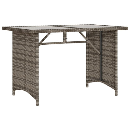 Garden Table with Glass Top Grey 110x68x70 cm Poly Rattan