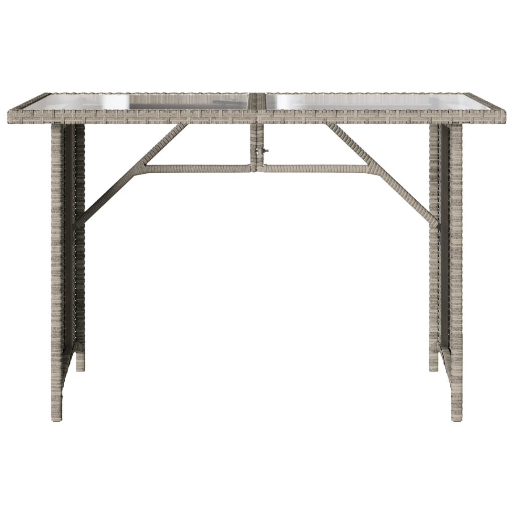 Garden Table with Glass Top Light Grey 110x68x70 cm Poly Rattan