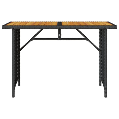 Garden Table with Wooden Top Black 110x68x70 cm Poly Rattan