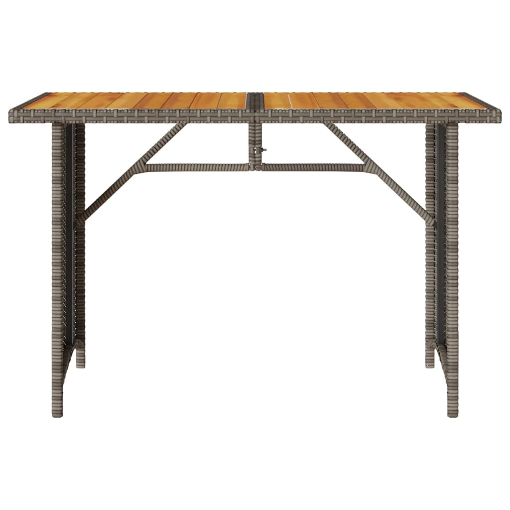 Garden Table with Wooden Top Grey 110x68x70 cm Poly Rattan