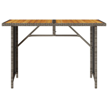 Garden Table with Wooden Top Grey 110x68x70 cm Poly Rattan