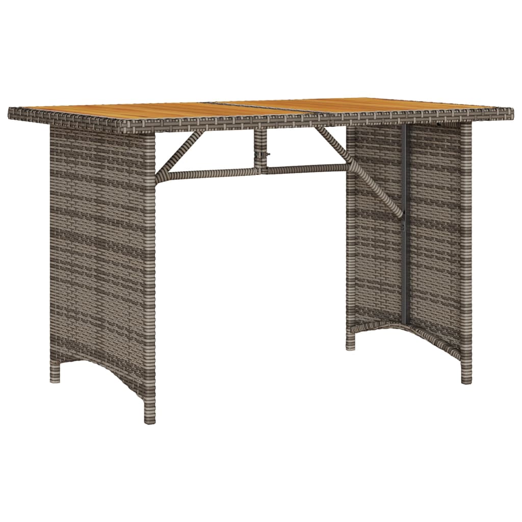 Garden Table with Wooden Top Grey 110x68x70 cm Poly Rattan