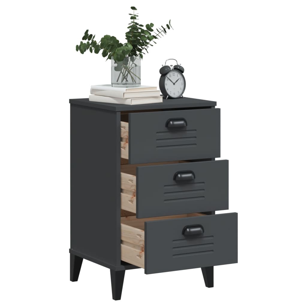 Bedside Cabinet VIKEN Anthracite Grey Engineered Wood