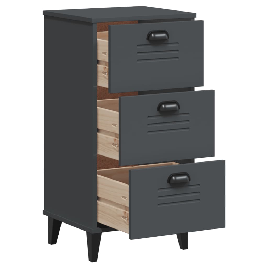 Bedside Cabinet VIKEN Anthracite Grey Engineered Wood