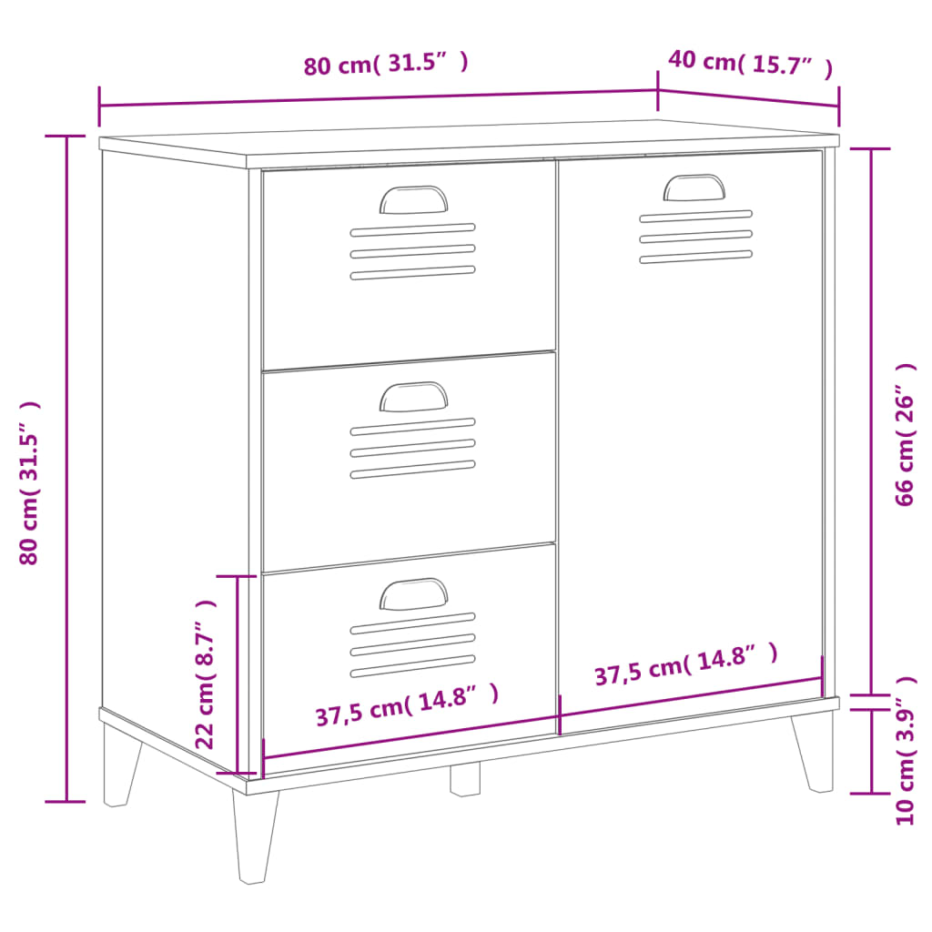 Sideboard VIKEN White 80x40x80 cm Engineered Wood