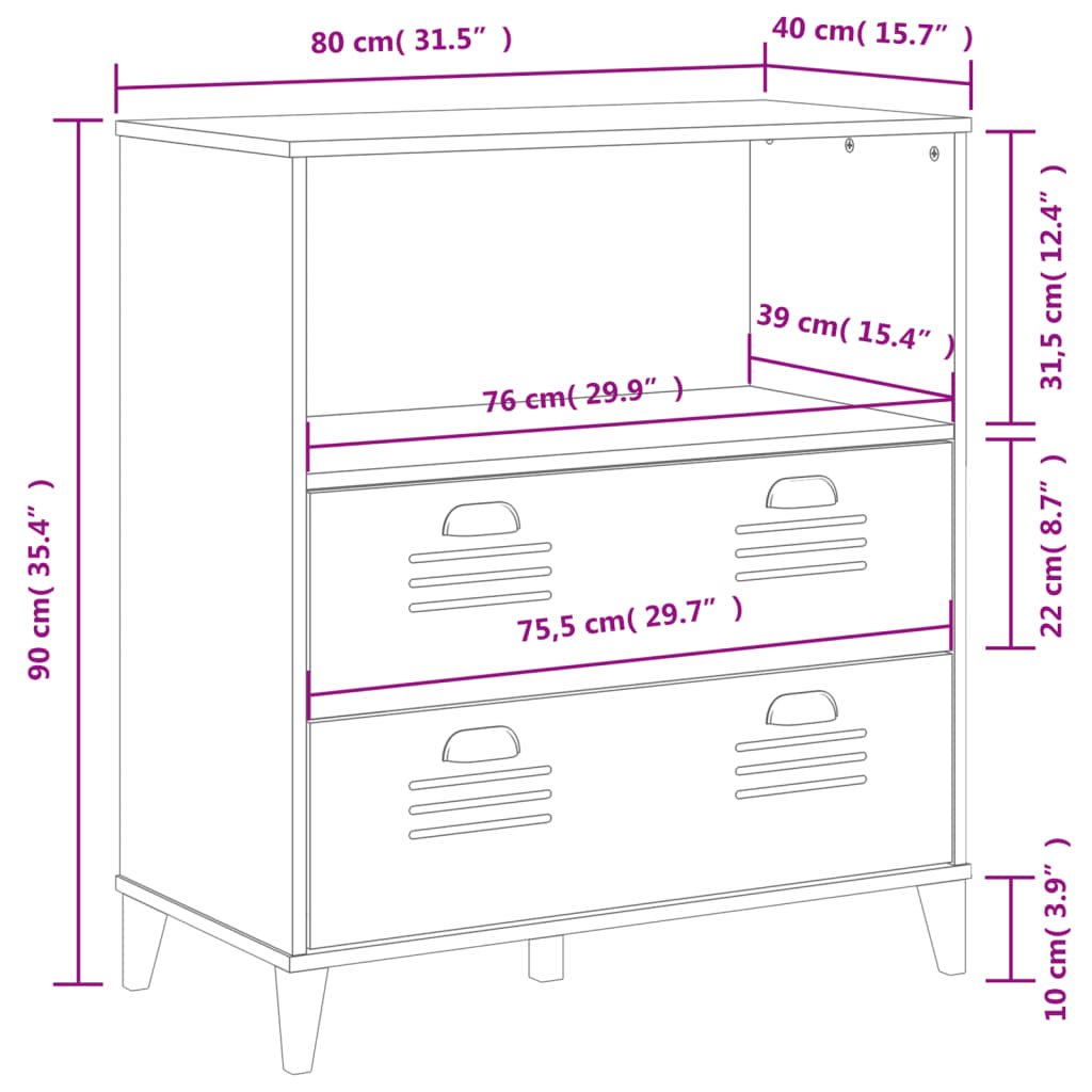 Bookcase VIKEN Black 80x40x90 cm Engineered Wood