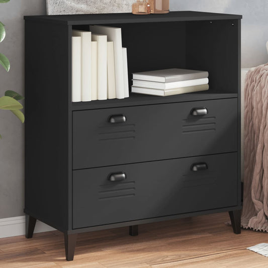 Bookcase VIKEN Black 80x40x90 cm Solid Wood Pine