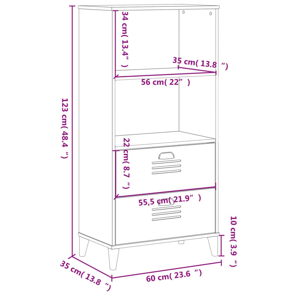 Bookcase VIKEN Anthracite Grey 60x35x123 cm Engineered Wood