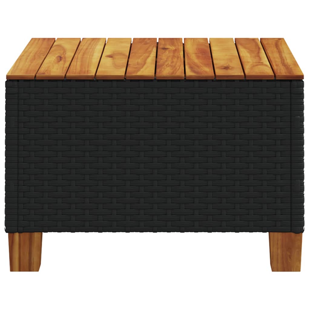 Garden Table Black 55x55x36 cm Poly Rattan Acacia Wood