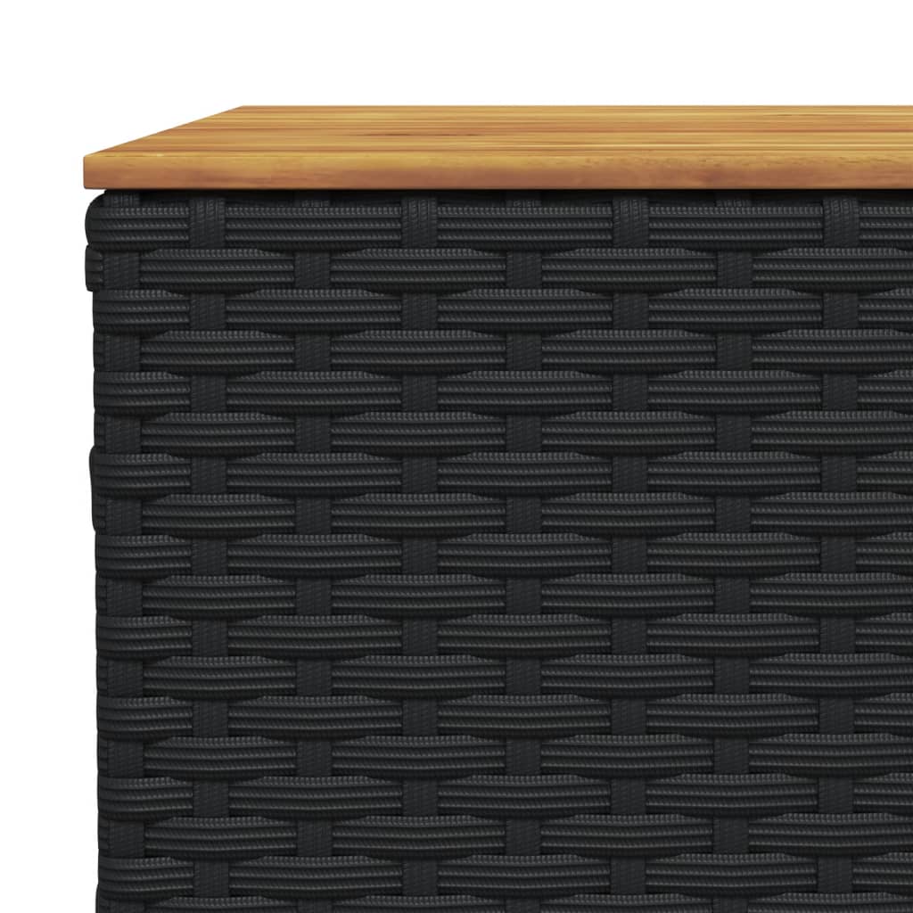 Garden Table Black 55x55x36 cm Poly Rattan Acacia Wood