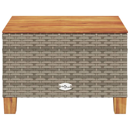 Garden Table Grey 55x55x36 cm Poly Rattan Acacia Wood