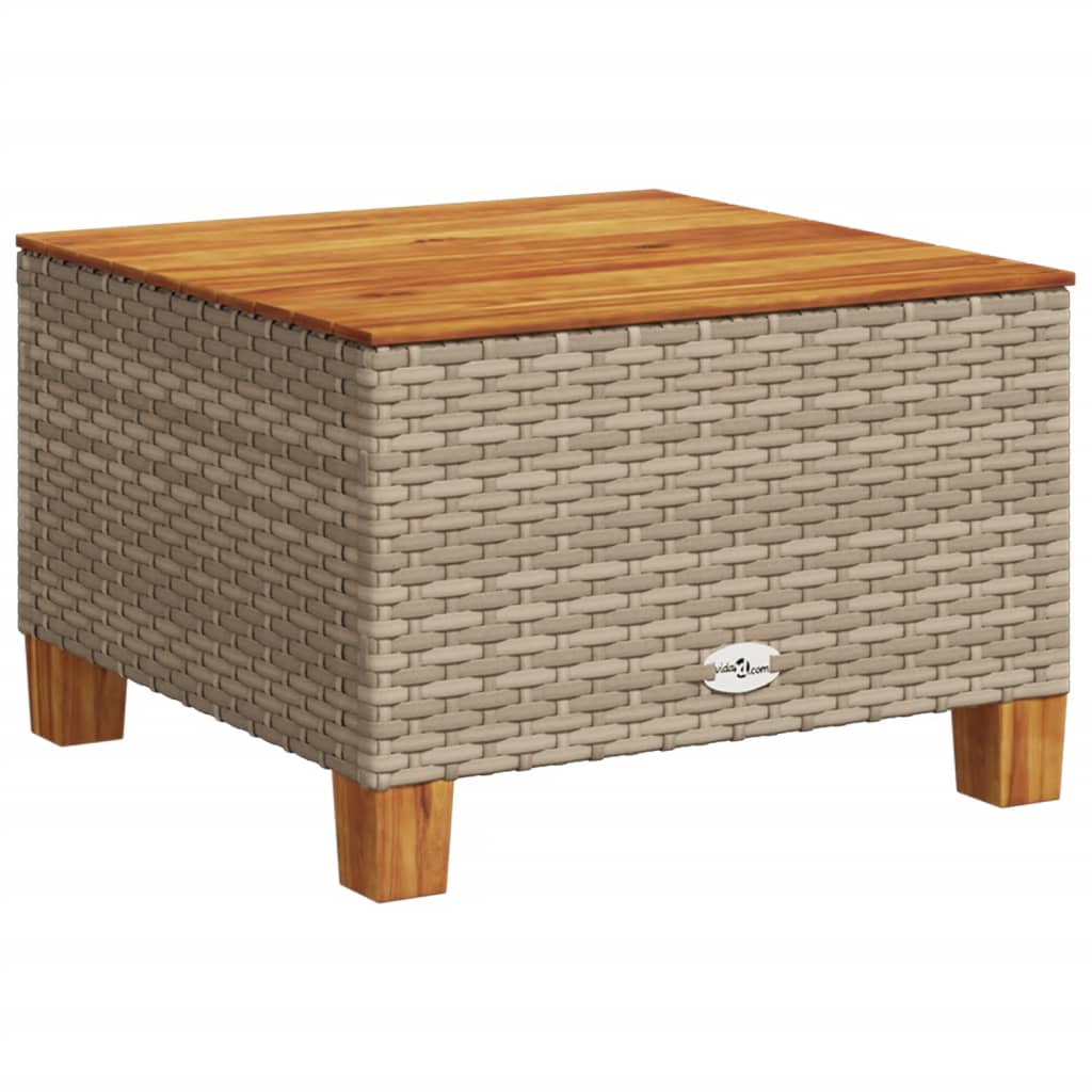 Garden Table Beige 55x55x36 cm Poly Rattan Acacia Wood