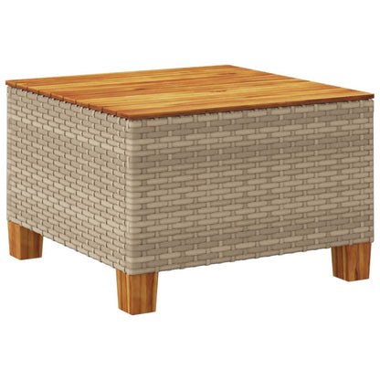 Garden Table Beige 55x55x36 cm Poly Rattan Acacia Wood