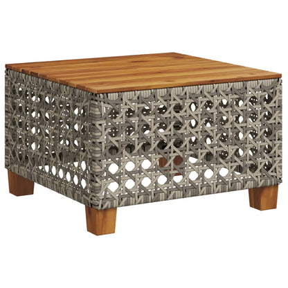 Garden Table Grey 55x55x36 cm Poly Rattan Acacia Wood