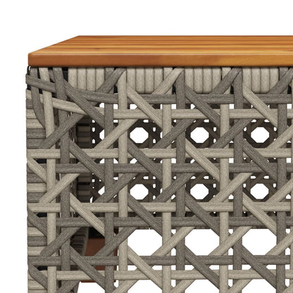 Garden Table Grey 55x55x36 cm Poly Rattan Acacia Wood