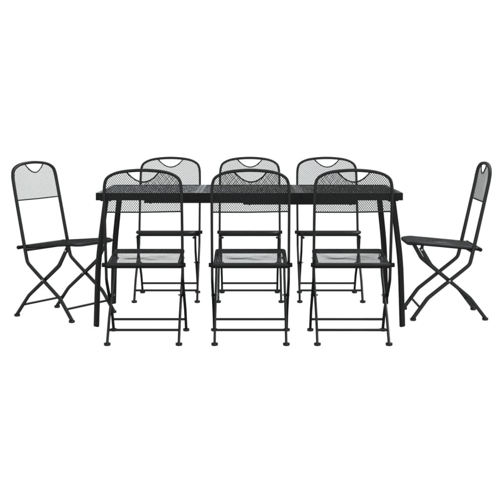 9 Piece Garden Dining Set Anthracite Metal Mesh