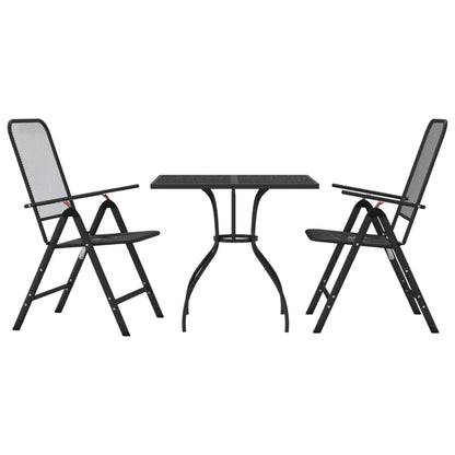 3 Piece Garden Dining Set Anthracite Metal Mesh