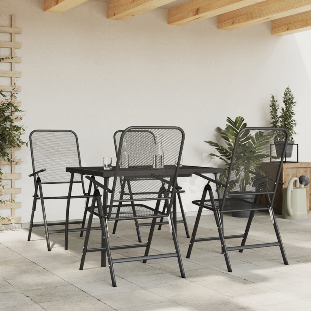 5 Piece Garden Dining Set Anthracite Metal Mesh