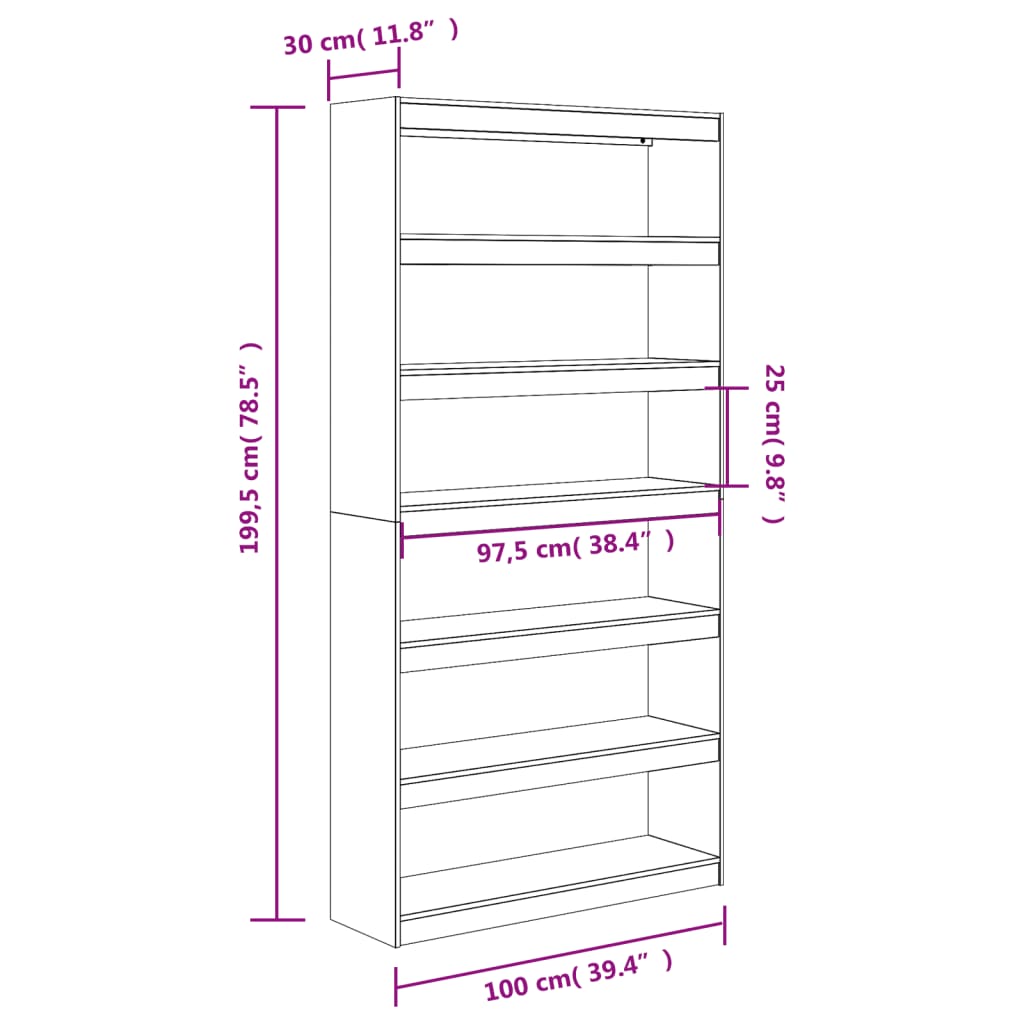 Book Cabinet/Room Divider 100x30x199.5 cm Solid Wood Pine