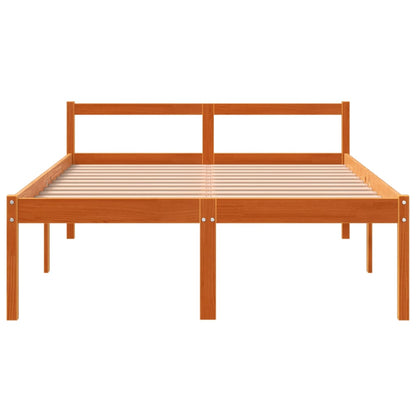 Senior Bed without Mattress Wax Brown 135x190 cm Double Solid Wood Pine